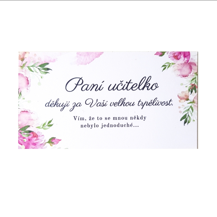 Děkovací kartičky - Paní učitelce